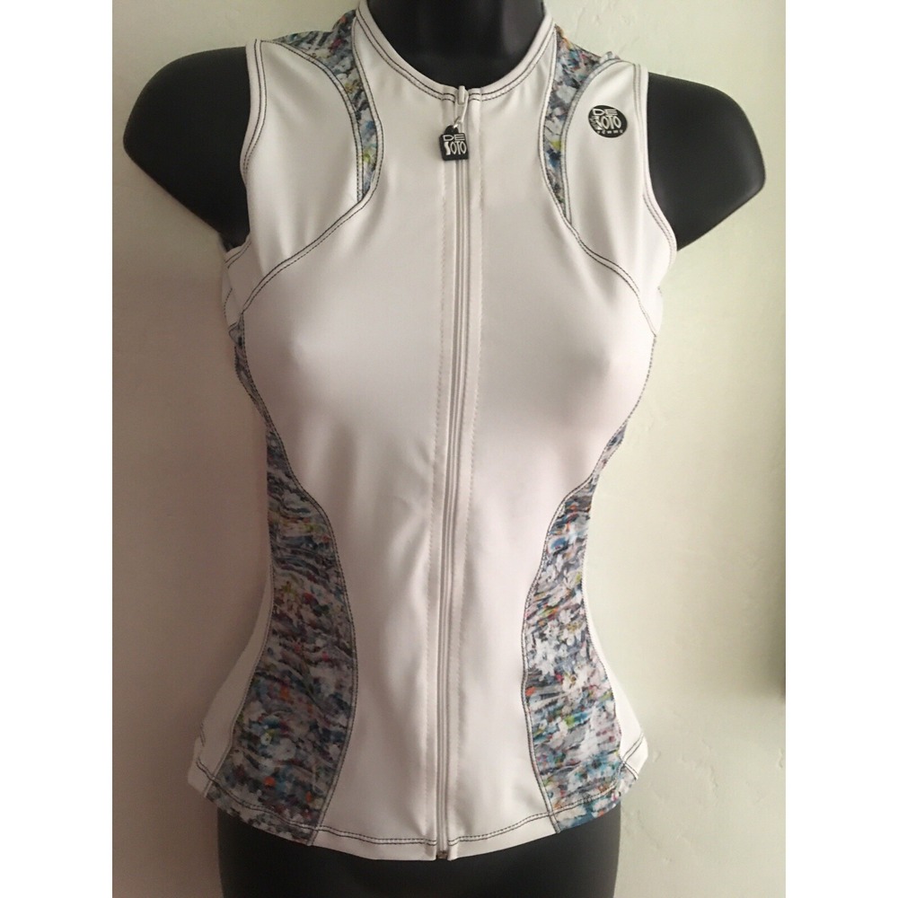 New De Soto NWT Womens xS Riviera Tri Top Triathlon white print Rare color